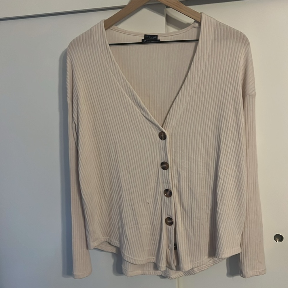 Button up deep V light sweater